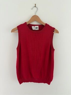 DKNY Red Silk Sleeveless Knit Tank, MD/LG